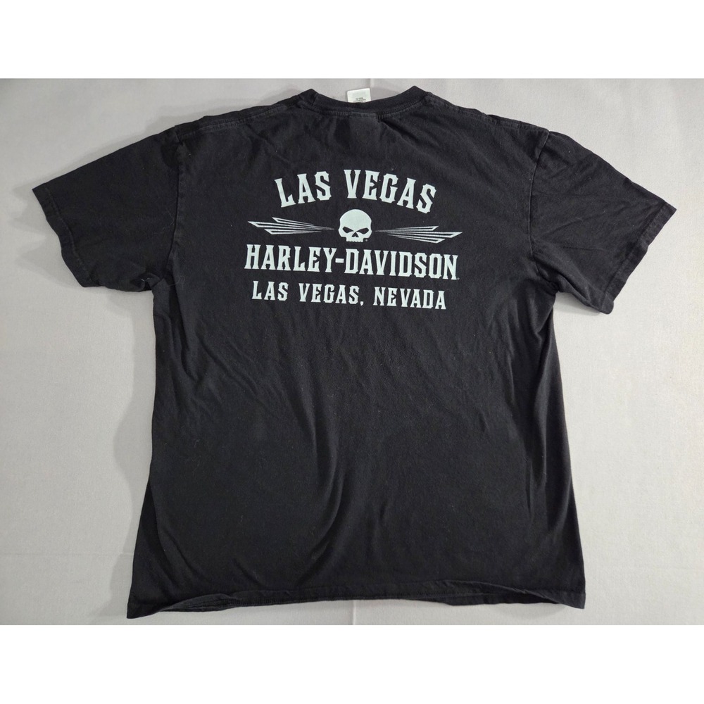 Harley Davidson Shirt Mens Extra Large Black Biker Build Las Vegas Nevada Skull